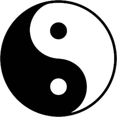 Shaolin Kung Fu black and white Yin Yang symbol.